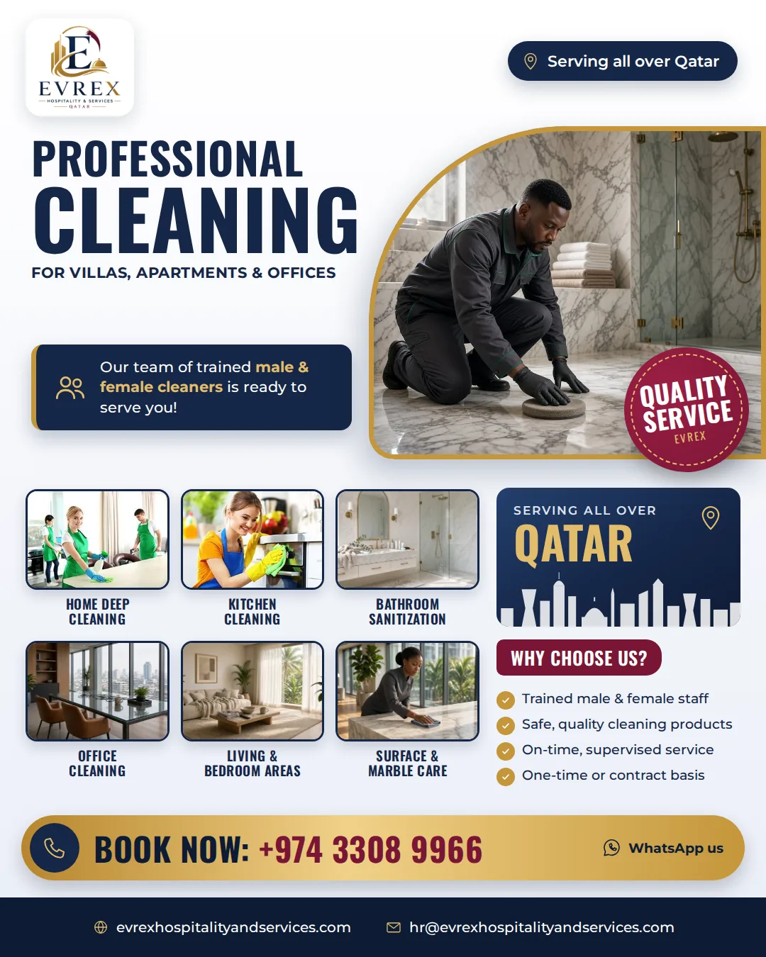 Professional cleaning for villas, apartments and offices
