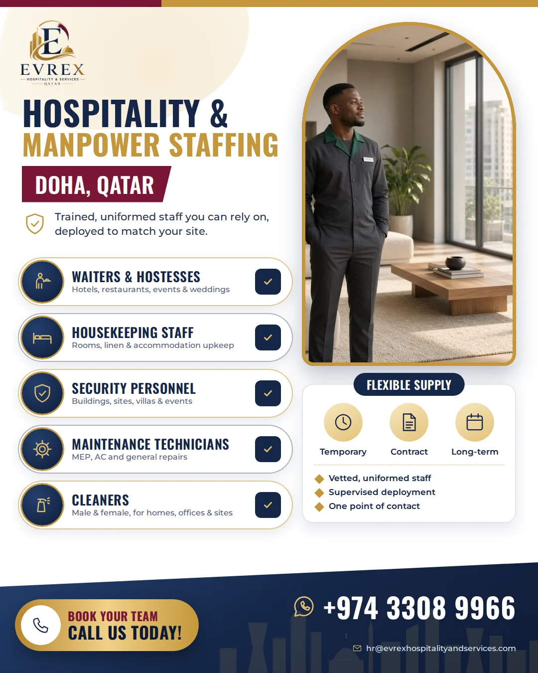 Hospitality and manpower staffing in Doha, Qatar